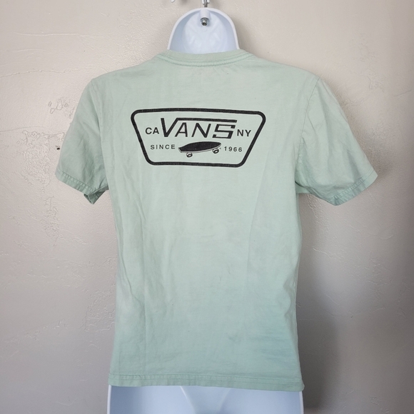 Vans Kids Unisex Medium Custom Fit Light Mint Short Sleeve Shirt Graphic Tee - Picture 4 of 6
